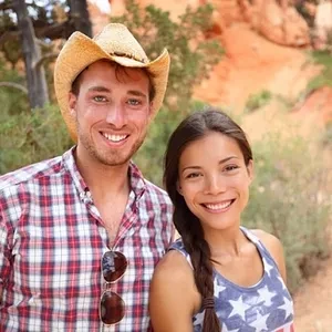 Man in Cowboy Hat Posing with Brunette Woman - FarmersOnly