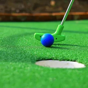 Closeup of mini golf game