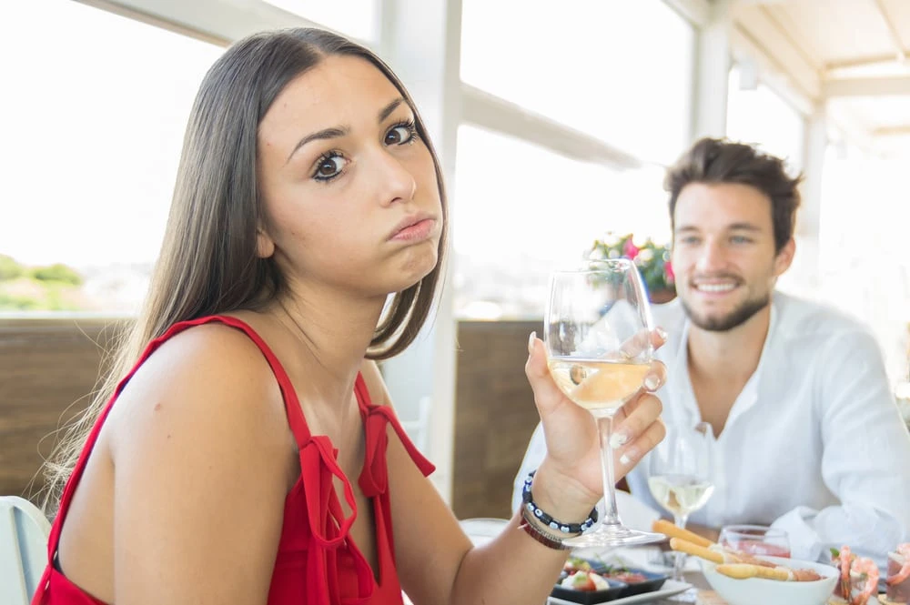 Young woman showing frustration on a first date