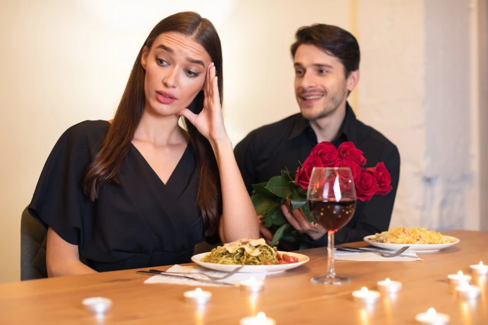 Woman disinterested in first date with man