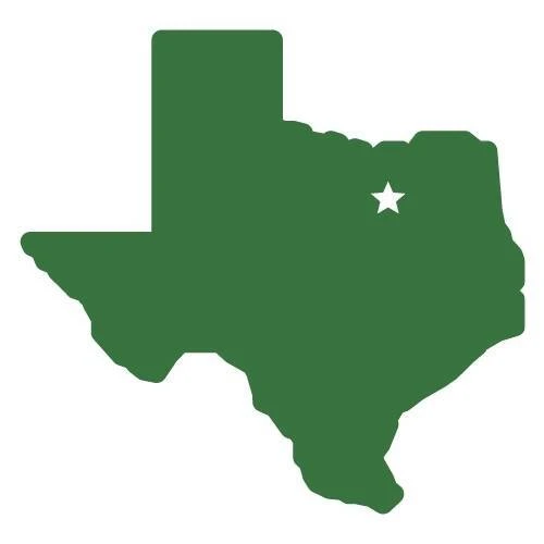 Green Outline of Texas with Star in Dallas FarmersOnly